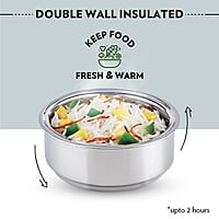 Borosil Carry Fresh Prime Stainless Steel Luncboxes with Carry Bag, Set of 3 (280 ml x 2, 180 ml x 1)