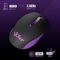 ZEBRONICS DC Joker Edition Jaguar Silent Wireless Mouse for Computer, Laptop with 1600 DPI max, Switch Control, Power ON/Off, Plug & Play Usage, 2.4GHz Nano Receiver and Lightweight