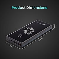 Portronics Power 10 10000 mAh 22.5 W PD Fast Charging  15W Li-Polymer Premium Edition Wireless Power Bank