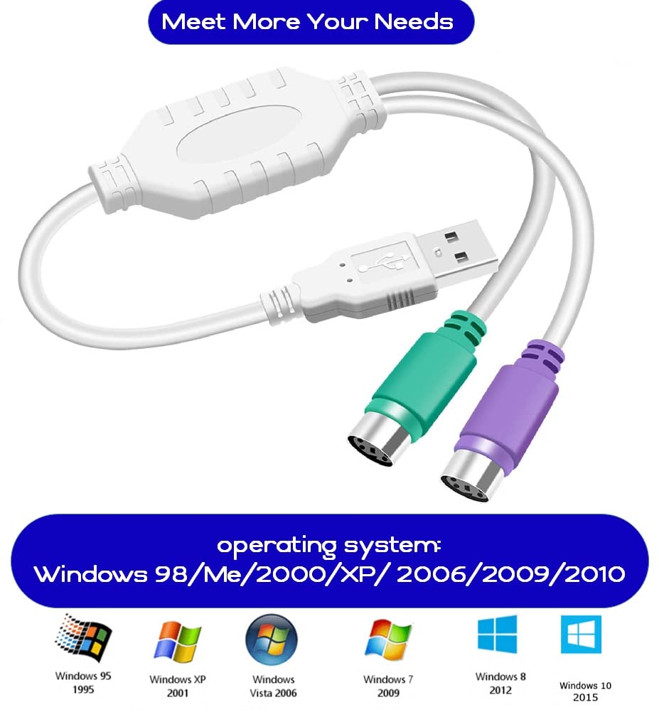 USB 2.0 Male to Dual PS/2 Female Converter ,Connector ,Adapter , Cable For Keyboard Mouse (Multicolor)