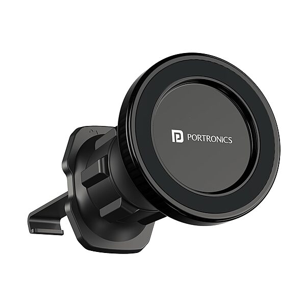 Portronics Mogun 4 – Magnetic Car Mount, AC Vent Grip, offers a secure hold for your smartphone while driving. Easy to install, it ensures hands-free navigation and calls, enhancing road safety.