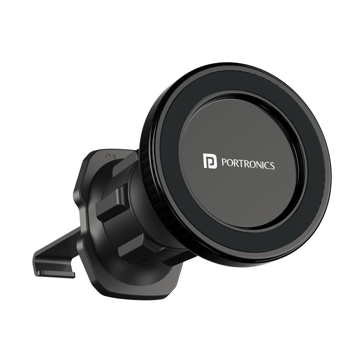 Portronics Mogun 4 Magnetic Car Phone Holder – AC Vent Mount | 360° Rotation | Strong Grip | Black