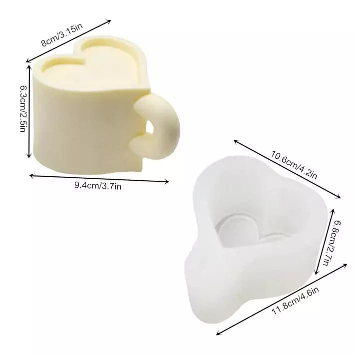 Silicon Mold Candle Love Heart Shape Mug