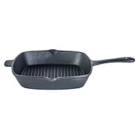 Wonderchef Forza Cast-iron 26 cm Grill Pan, Pre-Seasoned Cookware, Induction Friendly, 3.8 mm