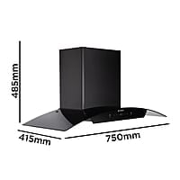 Faber 75 cm 1500 m³/hr Autoclean Curved Shape Kitchen Chimney HOOD PRIMUS PLUS ENERGY IN HCSC BK 75 with SS Baffle Filter
