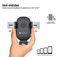 Portronics Clamp M2 Adjustable Car Mobile Phone Holder Stand for Dashboard & Windshield, 360° Rotational, Strong Suction Cup, Compatible with 4 to 6 inch Devices