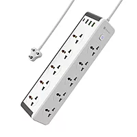 Portronics Power Plate 14 Extension Board – 10 Universal Sockets | 25W Type-C PD | 3 USB Charging Ports | 3 Meter Long Cord | 2500 Watts | Multi-Plug for Home Appliances | White