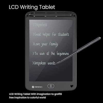 Portronics Ruffpad 12E Re-Writable LCD Writing Pad with 30.4cm (12 inch) Writing Area, Single Tap Erase Portronics Ruffpad 12E Re-Writable LCD Writing Pad with 30.4cm (12 inch) Writing Area, Single Tap Erase