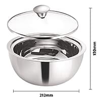 Borosil Stainless Steel Curry Server (Silver, 500ml, 900ml, 1.5L) - 3 Pc Set