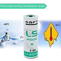 2 Pack LS14500 AA 3.6V Li-SOCl2 Lithium 2600mAH Batteries Use for Security System Device PLC Facility Batteries