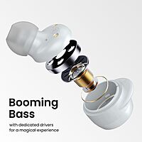 Portronics Twins S5 – TWS Earbuds, featuring a sleek design, LED display for battery status, and superior sound quality. Enjoy wireless freedom and comfort in a stylish white finish.