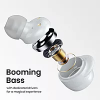 Portronics Twins S5 – TWS Earbuds, featuring a sleek design, LED display for battery status, and superior sound quality. Enjoy wireless freedom and comfort in a stylish white finish.