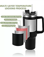 1200ml Steel Hot and Cold Tumbler - 1 straw