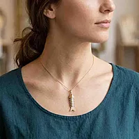 Sterling Silver Fish Pendant | Golden colour Finish