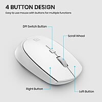 Portronics Toad 23 Wireless Optical Mouse with 2.4GHz, USB Nano Dongle, Optical Orientation, Click Wheel, Adjustable DPI