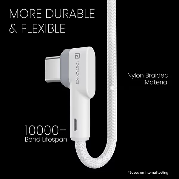 Portronics Konnect Link CL – 27W Type-C to Lightning Cable, 1M, fast charging, durable design, compatible with iPhone and iPad, high-speed data transfer, perfect for everyday use.
