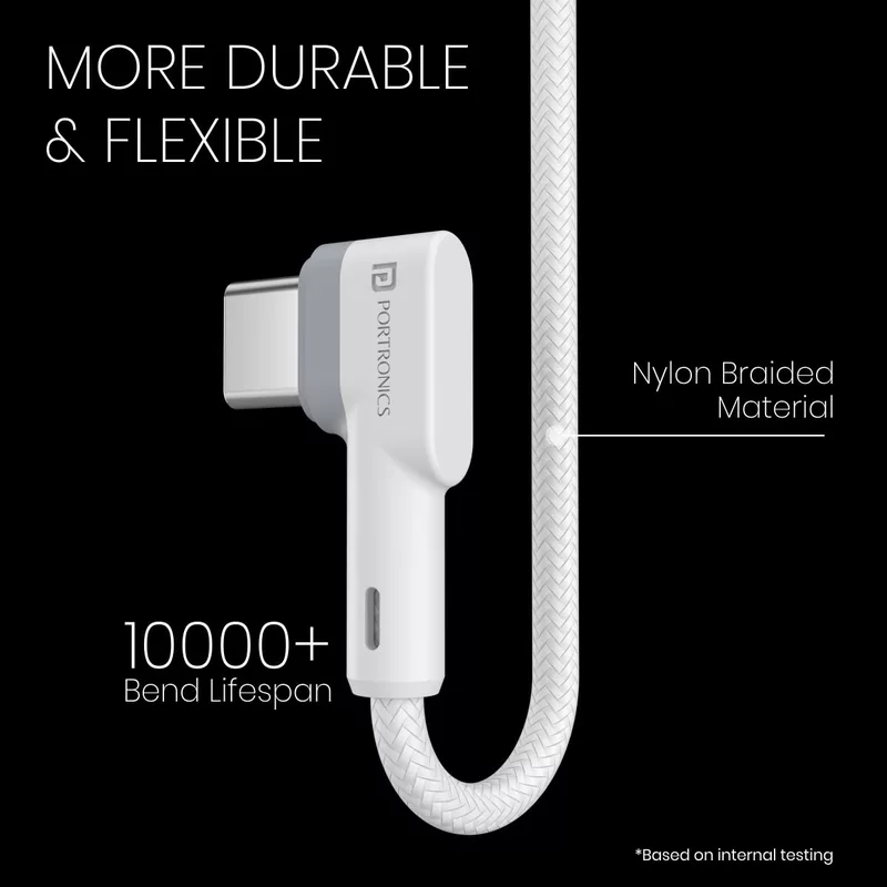 Portronics Konnect Link CL – 27W Type-C to Lightning Cable, 1M, fast charging, durable design, compatible with iPhone and iPad, high-speed data transfer, perfect for everyday use.