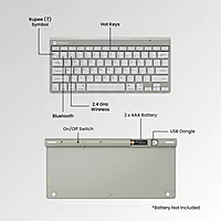 Portronics Bubble Max Wireless Keyboard – Bluetooth + 2.4GHz Dual Connectivity | Noiseless Keys | Connect Up to 2 Devices | Spill-Resistant Compact Design | Green