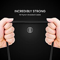 Portronics POR 1392 Konnect B Plus USB-A to Lightning Cable – 3A Nylon Braided 1m Black