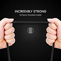 Portronics POR 1392 Konnect B Plus USB-A to Lightning Cable – 3A Nylon Braided 1m Black