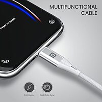 Portronics POR 1397 Konnect B Plus USB-A to Lightning Cable – 3A  Nylon Braided  1m White