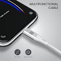 Portronics POR 1397 Konnect B Plus USB-A to Lightning Cable – 3A Nylon Braided 1m White