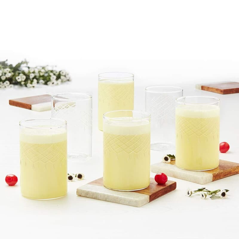 Borosil Vision Glasses Bracelet, 295 Ml, Set of 6, Transparent