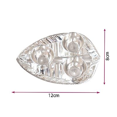 Silver Haldi Kumkum Trible Leaf Holder Silver Haldi Kumkum Trible Leaf Holder