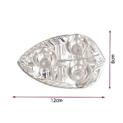 Silver Haldi Kumkum Trible Leaf Holder