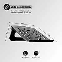 Portronics My Buddy Hexa 5 Laptop Stand with Foldable & Ventilated Design, Ergonomic Elevation, Anti-Slip Silicon Pads