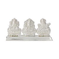 Silver Lord Saraswathi,Ganesh,Lakshmi Idol