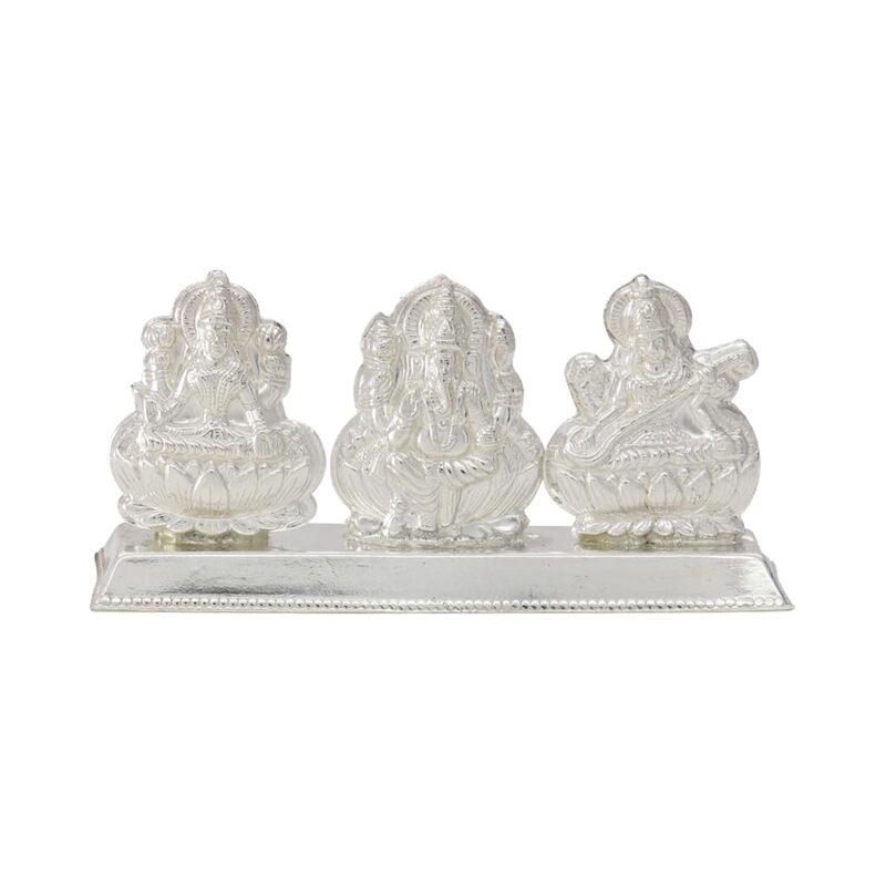 Silver Lord Saraswathi,Ganesh,Lakshmi Idol