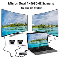 HAMMOK Oscar USB-C to Dual HDMI Adapter allows you to connect two HDMI displays to your USB-C device. Enjoy high-resolution video output and seamless multitasking with this compact adapter.