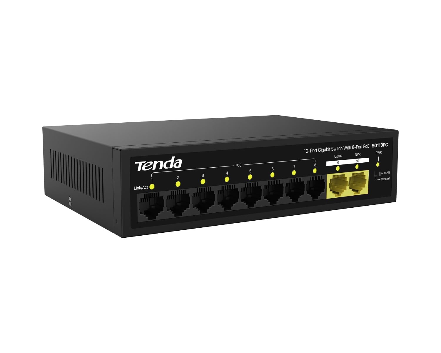 Tenda SG110PC 10-Port Gigabit Lite PoE Switch with 8-Port PoE (Black) Tenda SG110PC 10-Port Gigabit Lite PoE Switch with 8-Port PoE (Black)