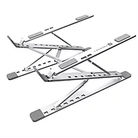 Portronics My Buddy K Pro Ergonomic Laptop Stand – Silver offers adjustable height, sturdy design, and portability. Ideal for comfortable typing and cooling, enhancing your workspace efficiency.