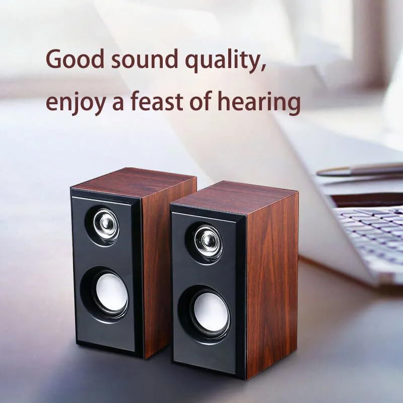 HAMMOK VINTAGE Wooden USB Speaker – Stylish Brown & Black, Rich Sound | Perfect for Home, Office & Retro Audio Lovers