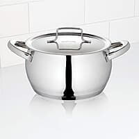 Borosil Stainless Steel Handi Casserole With Lid, Induction friendly, Impact Bonded Tri-ply Bottom, 2.1L