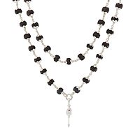 Karungali Mala with Silver Murugan, Vel & Tamil Om Pendant Spiritual Mala