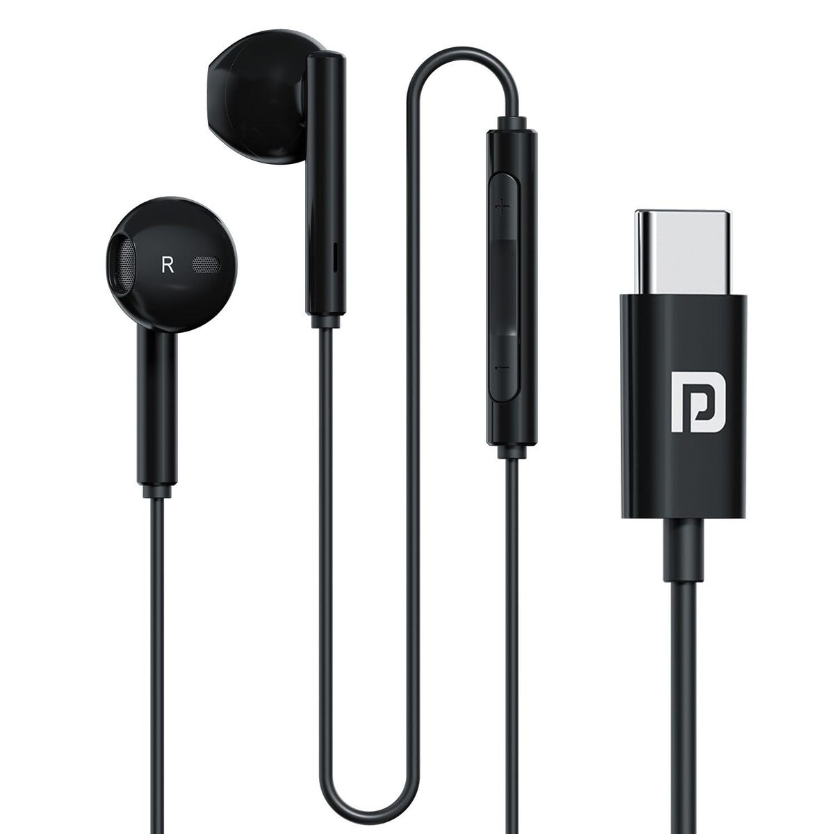 Portronics Conch Theta C – Type-C Earphones, with built-in Mic, sleek design, superior sound quality, comfortable fit, perfect for music lovers and calls, available in stylish black color.