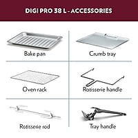 Borosil DigiPro 38 L Digital Oven Toaster & Grill, Convection Mode, 6 Pre-set Menus, Temperature Control, Chrome