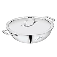 Lifelong LLTPDK004 Triply Deep Kadai with Riveted Handles with Stainless Steel Lid 2.1 litres Capacity 22 cm