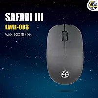 Lapcare Safari III (LWM‑003): 2.4 GHz wireless mouse with 1600 DPI optical sensor, ambidextrous design, plug‑and‑play, tested for 3 M clicks.