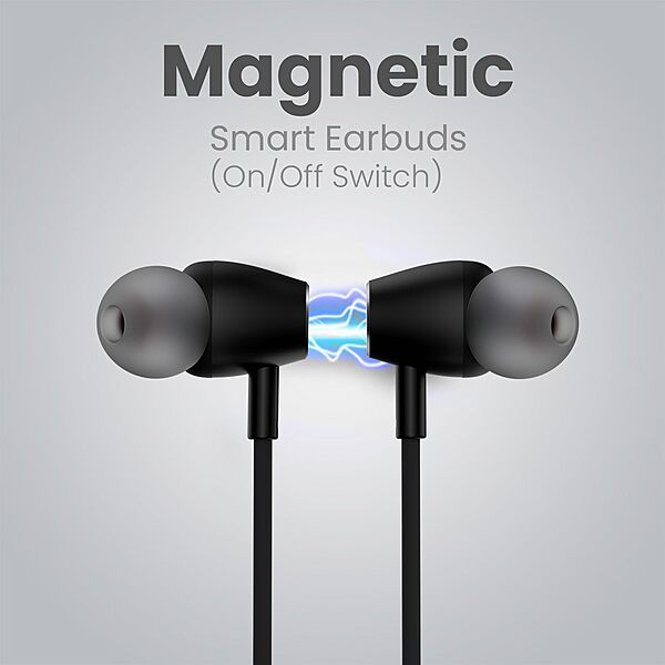 Portronics Harmonics Z8 – Bluetooth Earphones, 40H Battery Life, Sleek Black Design, Deep Bass, Comfortable Fit, Ideal for Music & Calls, Lightweight, Easy Controls, Perfect for On-the-Go.
