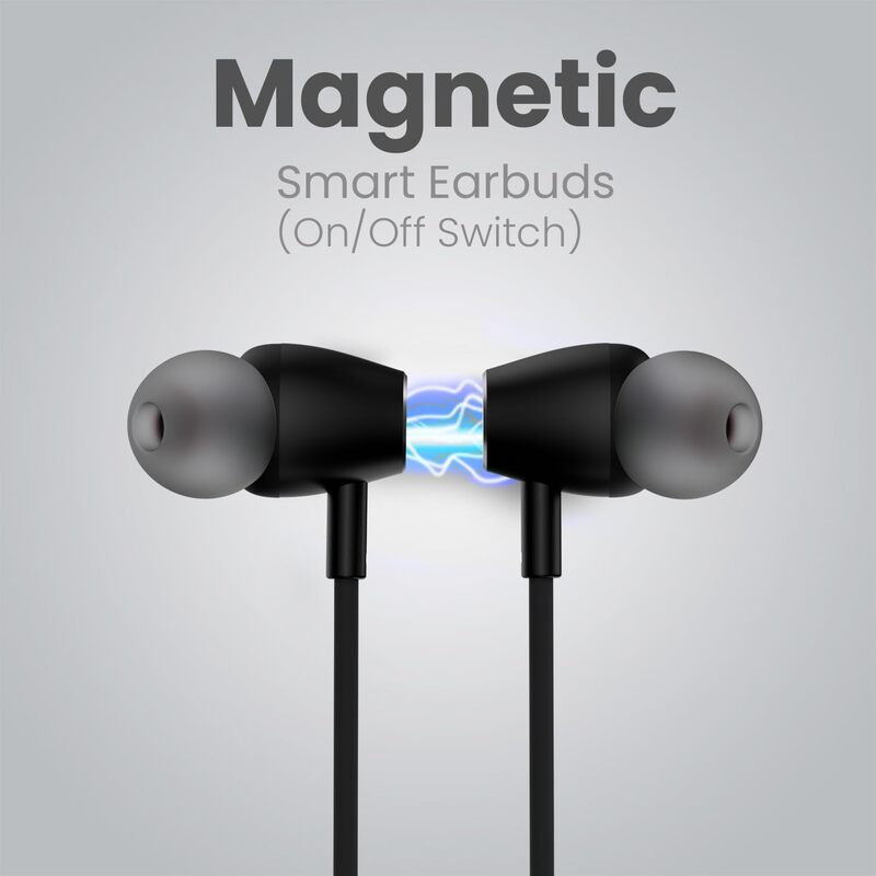 Portronics Harmonics Z8 – Bluetooth Earphones, 40H Battery Life, Sleek Black Design, Deep Bass, Comfortable Fit, Ideal for Music & Calls, Lightweight, Easy Controls, Perfect for On-the-Go.