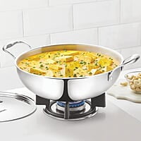 Borosil Cookfresh Triply Stainless Steel 3.6 L (26 Cm) Kadhai with Steel Handle| SS304 Food Grade Steel