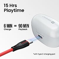 Portronics Twins S5 – TWS Earbuds, featuring a sleek design, LED display for battery status, and superior sound quality. Enjoy wireless freedom and comfort in a stylish white finish.