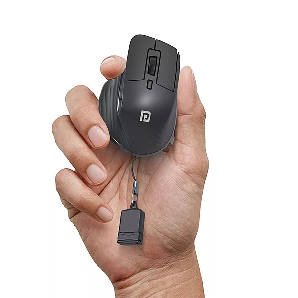 Portronics Toad Mino: A sleek, compact Bluetooth mouse featuring dual mode connectivity for seamless switching between devices. Perfect for on-the-go productivity and effortless navigation.