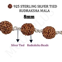 925 Silver Tied Rudraksha Mala Ruthratcham |Ayyappan Pendant Silver ,Certified
