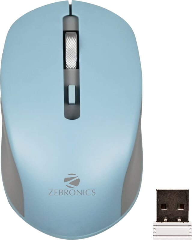 ZEBRONICS Zeb-Jaguar Wireless Mouse, 2.4GHz with USB Nano Receiver, High Precision Optical Tracking, 4 Buttons, Plug & Play, Ambidextrous, for PC/Mac/Laptop