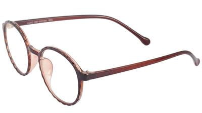 Unisex Medium Round Spectacle Frame. Brown Color Frame. Transparent ARC Lens.